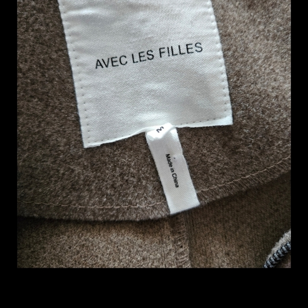 Anthropology avec les fillas zip jacket collar winter coat medium Brown Minimal - Picture 12 of 12
